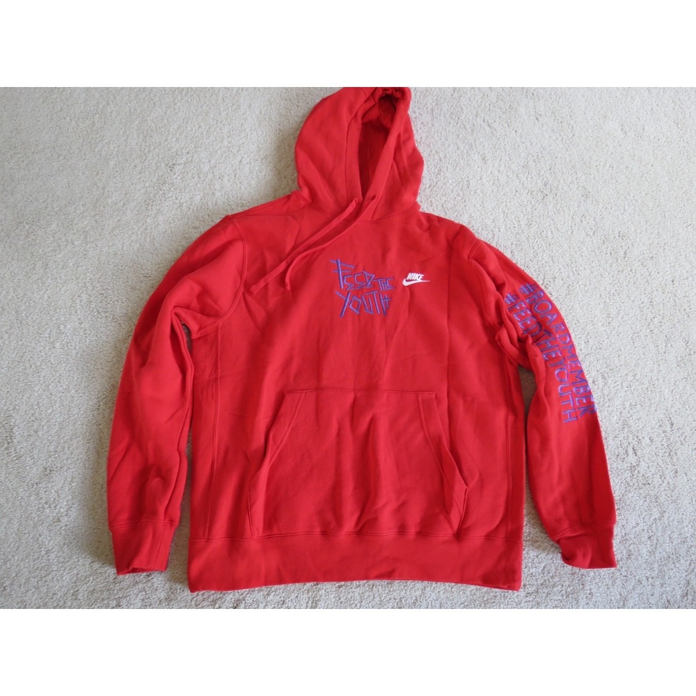 Men's Nike Feed the Youth Red Pullover Fleece Hoodie Size Large